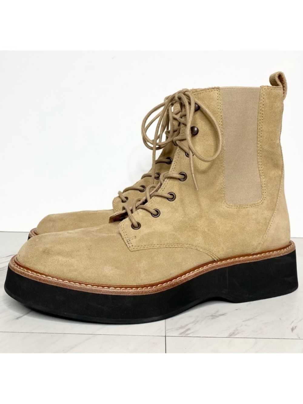 New! Madewell Helen Platform Chelsea Suede Lace Up Boot 9 1/2
